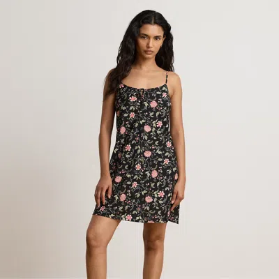 Ralph Lauren Floral Cotton-blend Lawn Chemise In Black Ground Floral