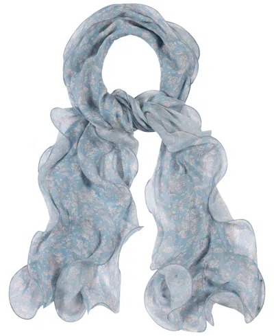 Ralph Lauren Floral Double Ruffle Scarf In Gray