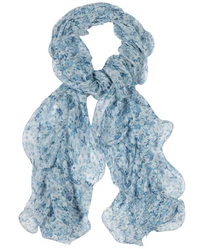 Ralph Lauren Floral Double Ruffle Scarf In Blue