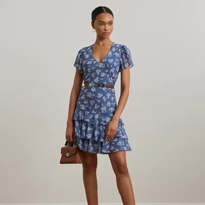Ralph Lauren Floral Georgette Drop-waist Dress In Multi