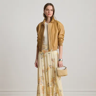 Ralph Lauren Floral Georgette Tiered Maxiskirt In Cream Multi In Brown