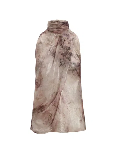 Ralph Lauren Floral High-neck Blouse In Brown