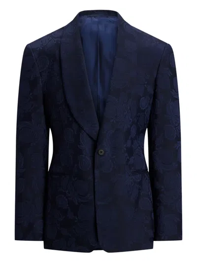 Ralph Lauren Floral-jacquard Blazer In Blue
