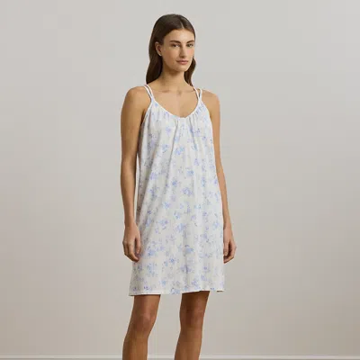 Ralph Lauren Floral Jersey Double-strap Nightgown In Blue Fl