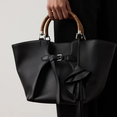 Ralph Lauren Floral Lambskin Bag Charm In Black