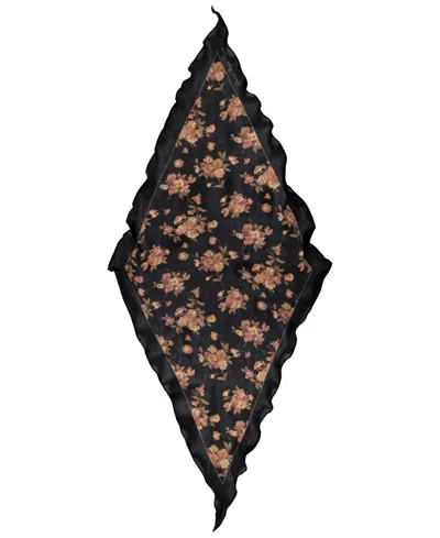 Ralph Lauren Floral Large Diamond Scarf In Black