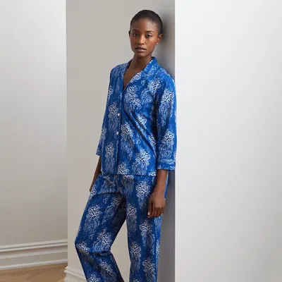Ralph Lauren Floral Lawn Cropped Sleep Set In Navy Print