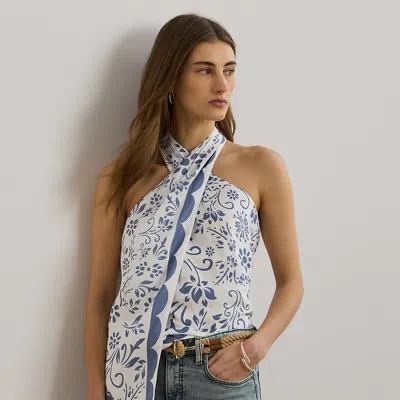 Ralph Lauren Floral Linen Sleeveless Halter Blouse