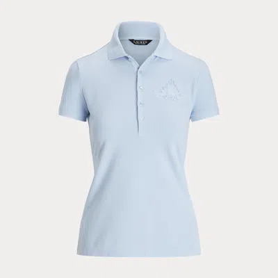 Ralph Lauren Floral-logo Cotton Piqué Polo Shirt In Cornflower Blue