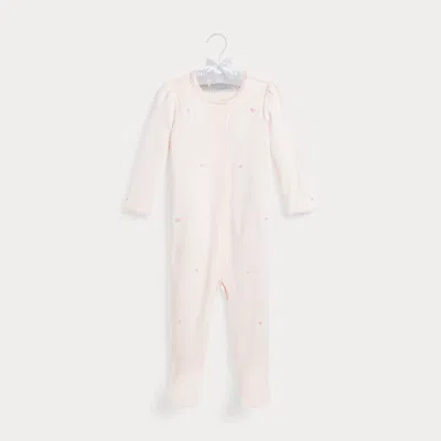 Polo Ralph Lauren Babies' Floral Organic Cotton Interlock Coverall In Delicate Pink