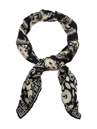 Ralph Lauren Floral-pattern Scarf In Black