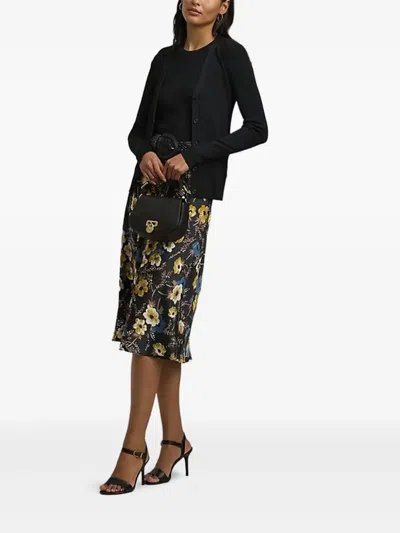 Ralph Lauren Floral-print Bias-cut Skirt In Black