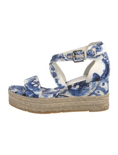 Pre-owned Ralph Lauren Floral Print Espadrilles In White