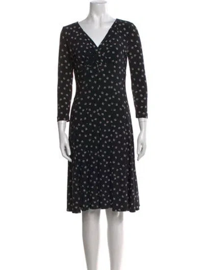 Pre-owned Ralph Lauren Floral Print Knee-length Dress In Black