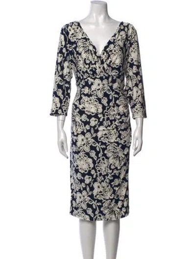 Pre-owned Ralph Lauren Floral Print Knee-length Dress In Neutrals