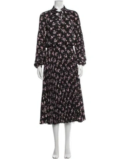 Pre-owned Ralph Lauren Floral Print Long Dress In Black
