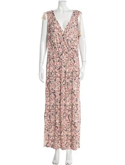 Pre-owned Ralph Lauren Floral Print Long Dress In Pink