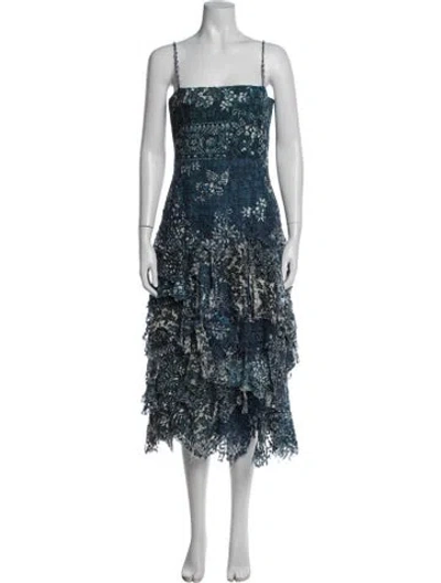 Pre-owned Ralph Lauren Floral Print Midi Length Dress In Blue