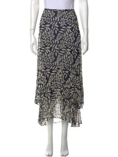 Pre-owned Ralph Lauren Floral Print Midi Length Skirt In Blue