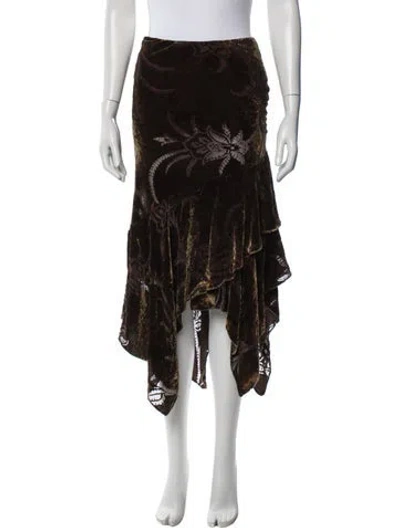 Pre-owned Ralph Lauren Floral Print Midi Length Skirt In Brown