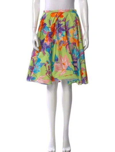 Pre-owned Ralph Lauren Floral Print Midi Length Skirt In Green