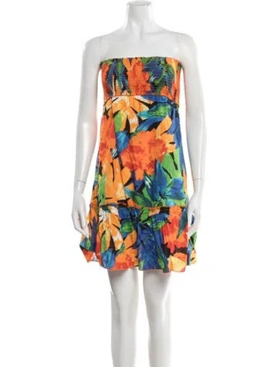 Pre-owned Ralph Lauren Floral Print Mini Dress In Blue