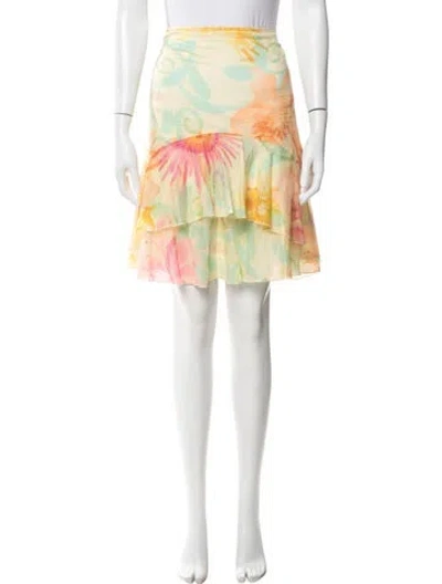 Pre-owned Ralph Lauren Floral Print Mini Skirt In Blue
