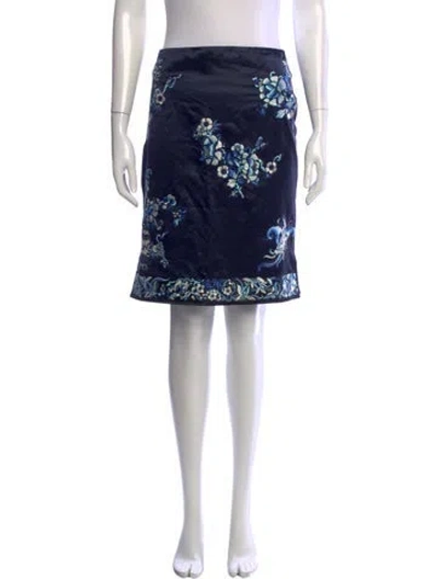 Pre-owned Ralph Lauren Floral Print Mini Skirt In Blue