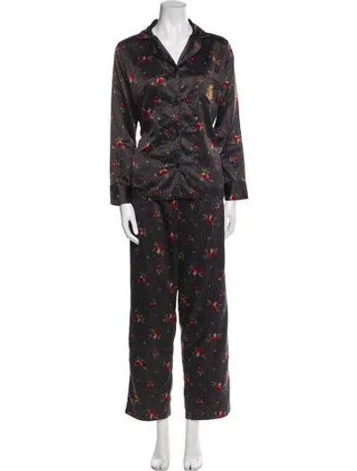 Pre-owned Ralph Lauren Floral Print Pajamas In Black