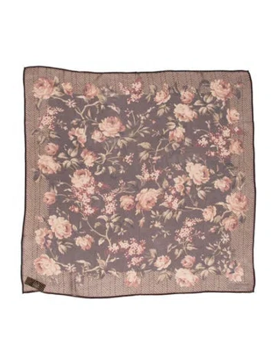 Pre-owned Ralph Lauren Floral Print Scarf In Brown
