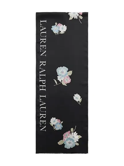 Ralph Lauren Floral-print Silk Scarf In Black