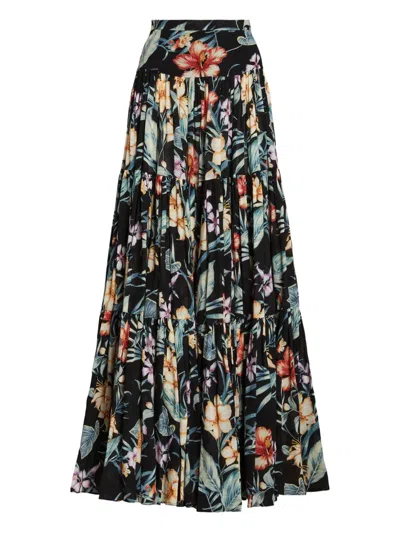 Ralph Lauren Floral-print Skirt In Black