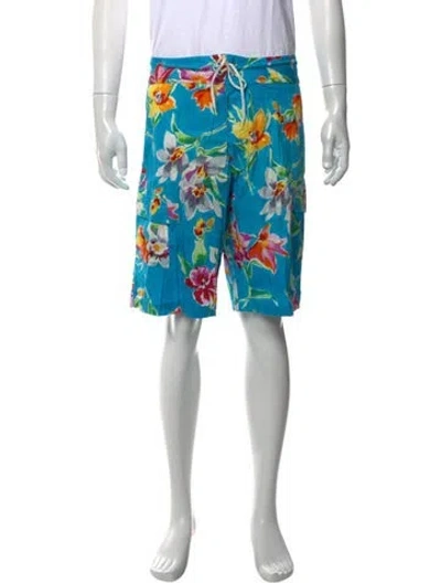 Pre-owned Ralph Lauren Floral Print Swim Trunks In Blue