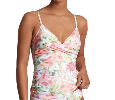 Ralph Lauren Floral Print Tankini Top And Bottom In Pink/green In White