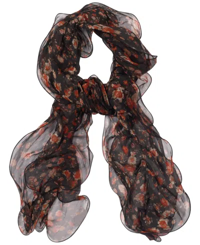 Ralph Lauren Floral Ruffle Scarf In Brown