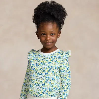 Ralph Lauren Kids' Floral Ruffled French Terry Sweatshirt In Multi