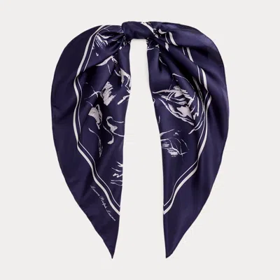 Ralph Lauren Floral Silk Square Scarf In Blue