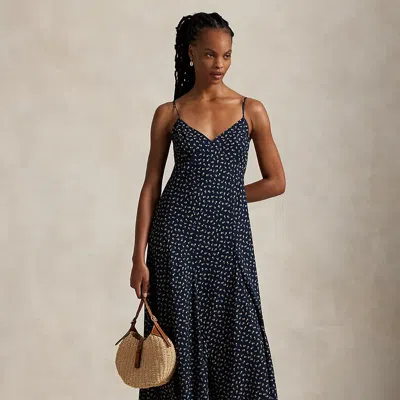 Ralph Lauren Floral Sleeveless Dress In Blue