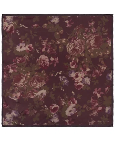 Ralph Lauren Floral Small Square Scarf In Dark Garnet