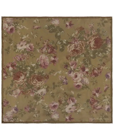 Ralph Lauren Floral Small Square Scarf In Laufren Camel