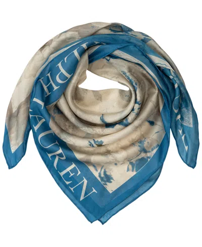 Ralph Lauren Floral Square Scarf In Blue