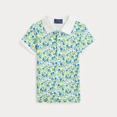 Ralph Lauren Kids' Floral Stretch Mesh Polo Shirt In Multi