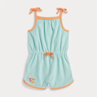 Ralph Lauren Babies' Floral Terry Romper In Parakeet In Blue