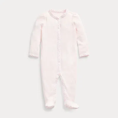 Ralph Lauren Kids' Floral-trim Cotton Coverall In Pink