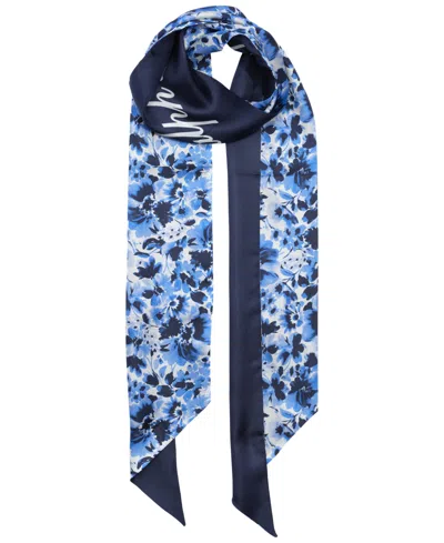 Ralph Lauren Floral Tubular Skinny Scarf In Blue