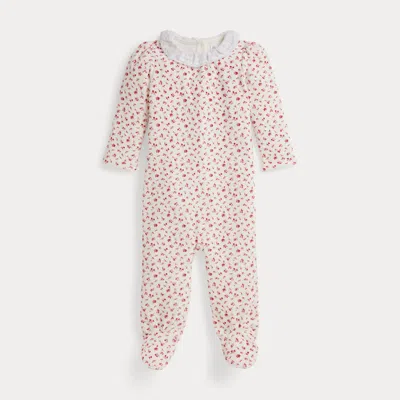 Ralph Lauren Babies'  Floral Velour Footed Coverall In Neutral