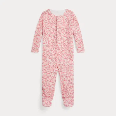 Ralph Lauren Babies'  Floral Velour Footed Coverall In Pink