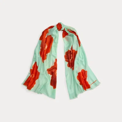 Ralph Lauren Floral Wool-cashmere Wrap Scarf In Multi