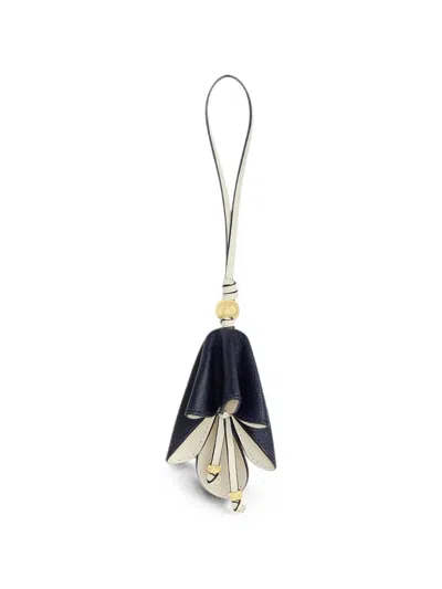 Ralph Lauren Floral-pendant Leather Bag Charm In Blue