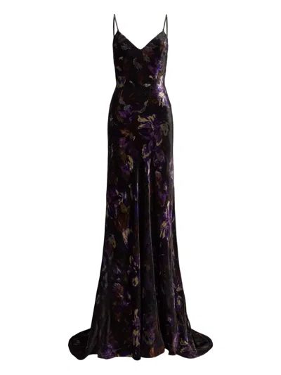 Ralph Lauren Shayna Embellished Floral Evening Dress In Multi